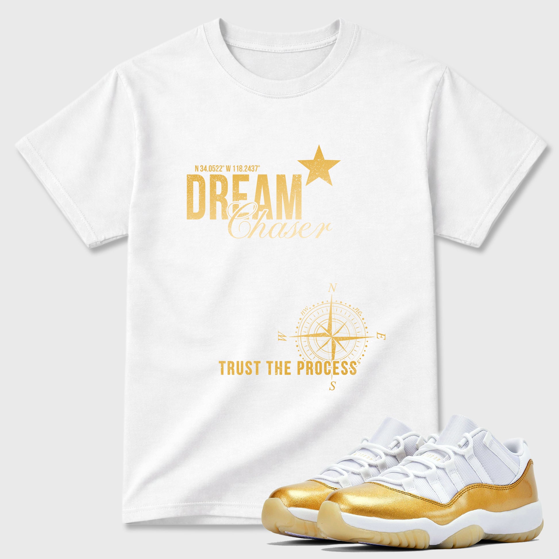 Sneaker match tees – Sneaker Tees To Match Air Jordan 11 Mother's Day Shoes – Dream Chaser Tee White 1