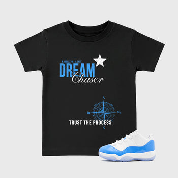 Sneaker match tees – Sneaker Tees To Match Air Jordan 11 University Blue Shoes – Dream Chaser Kids T-Shirt Black 1