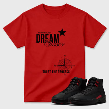 Sneaker match tees – Sneaker Tees To Match Air Jordan 12 Bloodline Shoes – Dream Chaser Tee Red 1