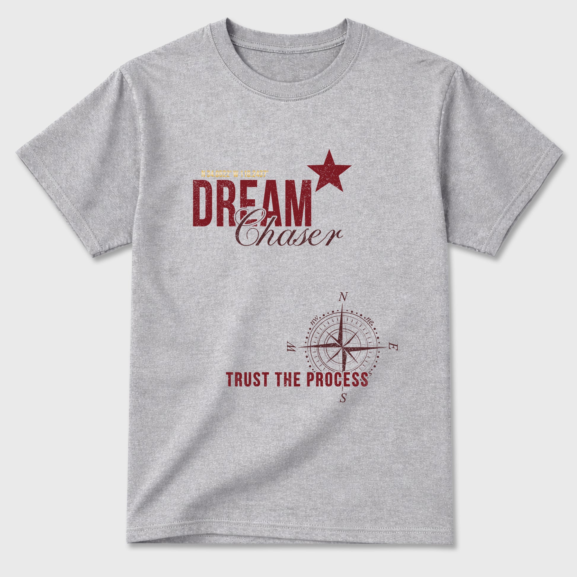 Dream Chaser Graphic T-Shirt sneaker match tee designed for the Air Jordan 3 Bin 23, featuring coordinated color options for a perfect streetwear match. Heather Grey 2 shirt.