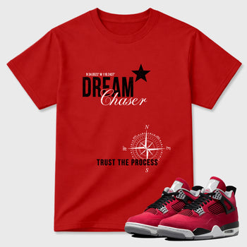 Sneaker match tees – Sneaker Tees To Match Air Jordan 4 Toro Bravo Shoes – Dream Chaser Tee Red 1