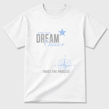 Sneaker match tees – Sneaker Tees To Match Air Jordan 5 White Metallic Shoes – Dream Chaser Tee White 2