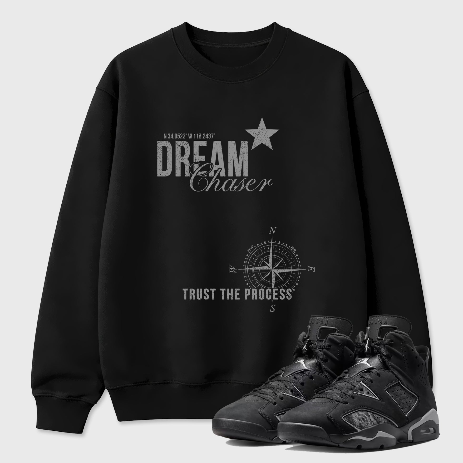 Sneaker match tees – Sneaker Tees To Match Air Jordan 6 Cap and Gown Shoes – Dream Chaser Tee Black 1