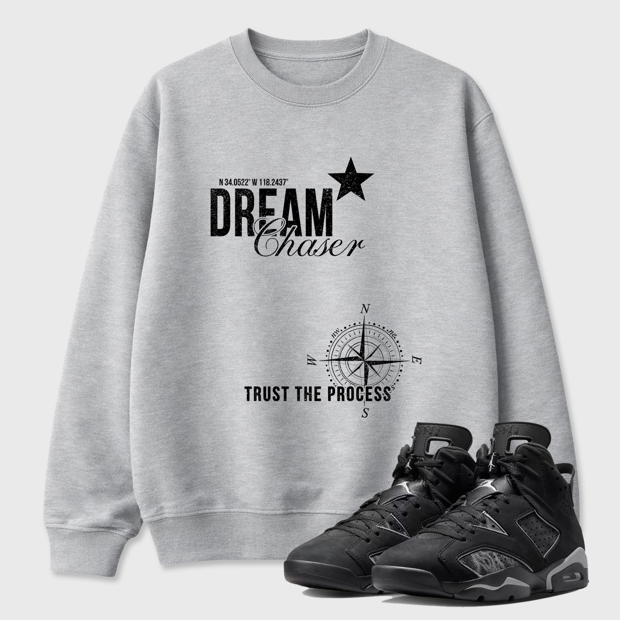 Sneaker match tees – Sneaker Tees To Match Air Jordan 6 Cap and Gown Shoes – Dream Chaser Tee Heather Grey 1
