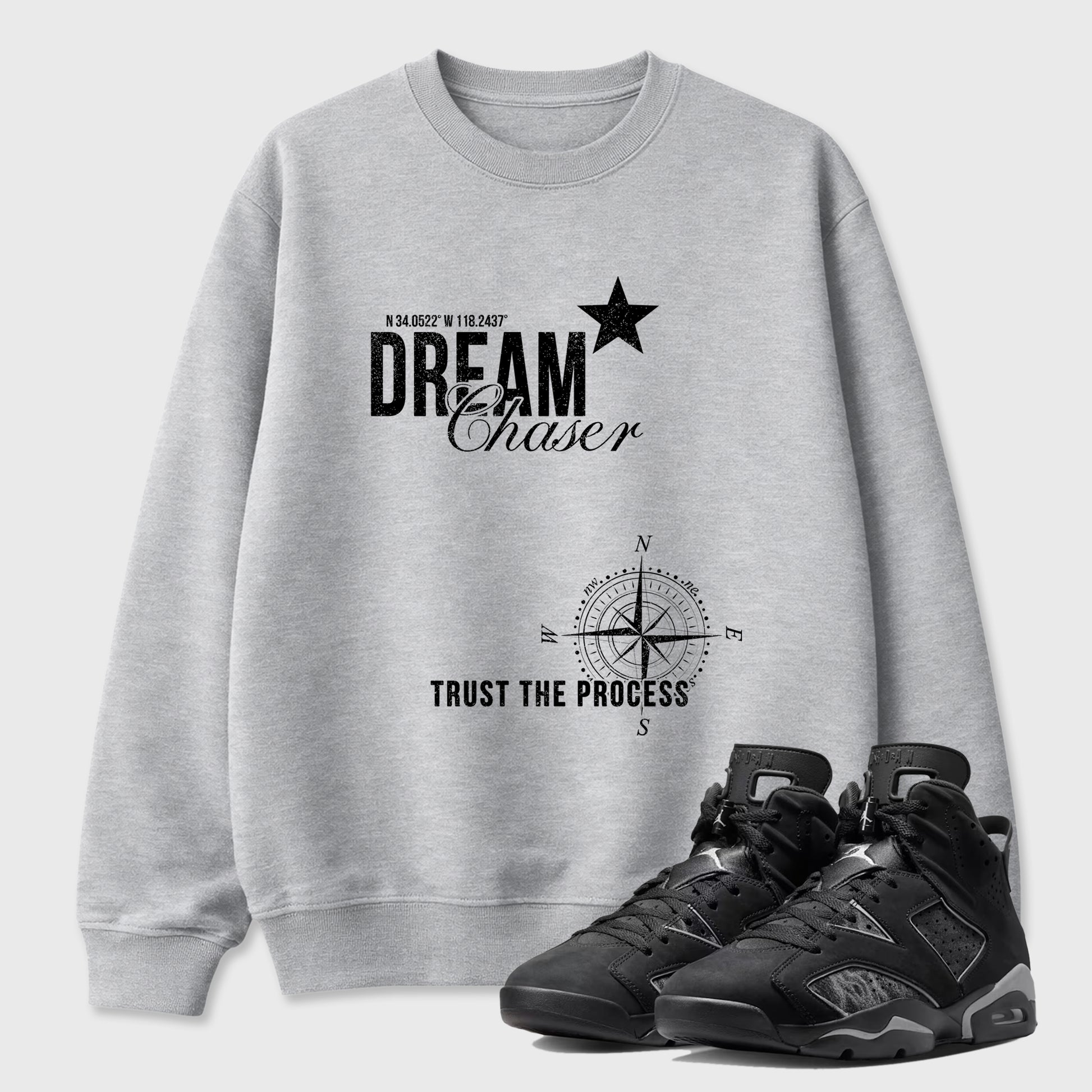 Sneaker match tees – Sneaker Tees To Match Air Jordan 6 Cap and Gown Shoes – Dream Chaser Tee Heather Grey 1