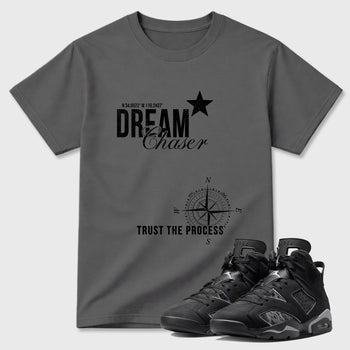Sneaker match tees – Sneaker Tees To Match Air Jordan 6 Cap and Gown Shoes – Dream Chaser Tee Cool Grey 1