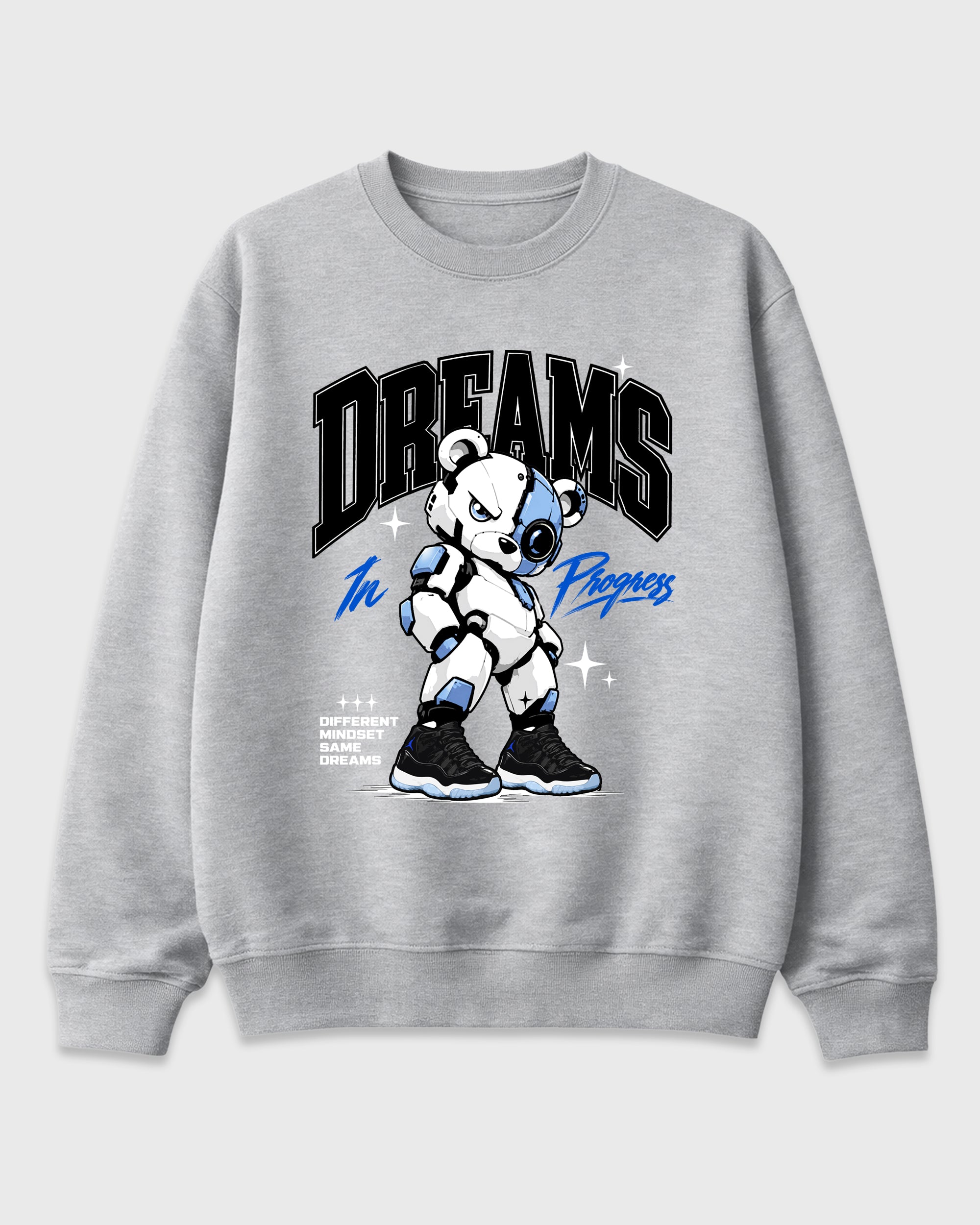 Dreams In Progress Graphic T-Shirt featuring original streetwear artwork designed to match the Air Jordan 11 Space Jam. Heather Grey 2 Graphic Tee.