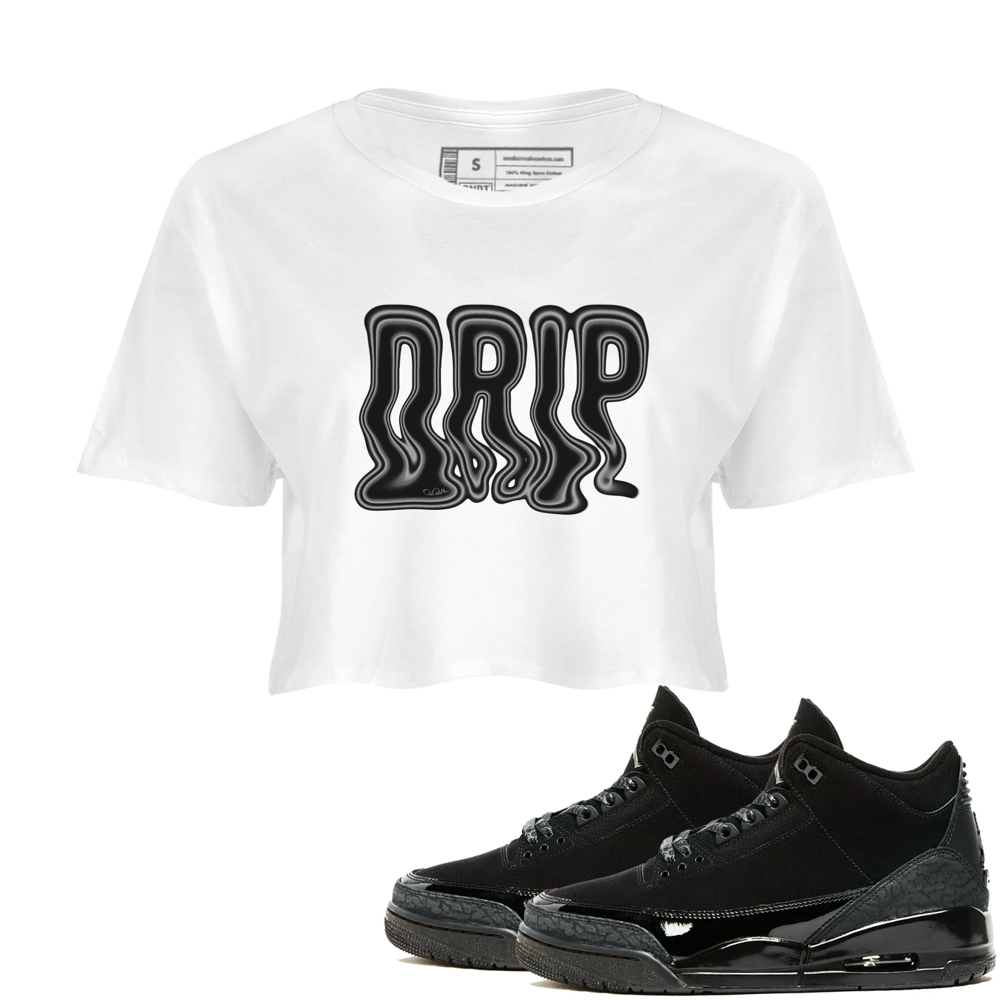 Air Jordan 3 Black Cat shirts to match jordans Drip sneaker tees 3s Retro Black Cat best t-shirts to wear with jordans SNRT Sneaker Tees unisex cotton White 1 crop tee