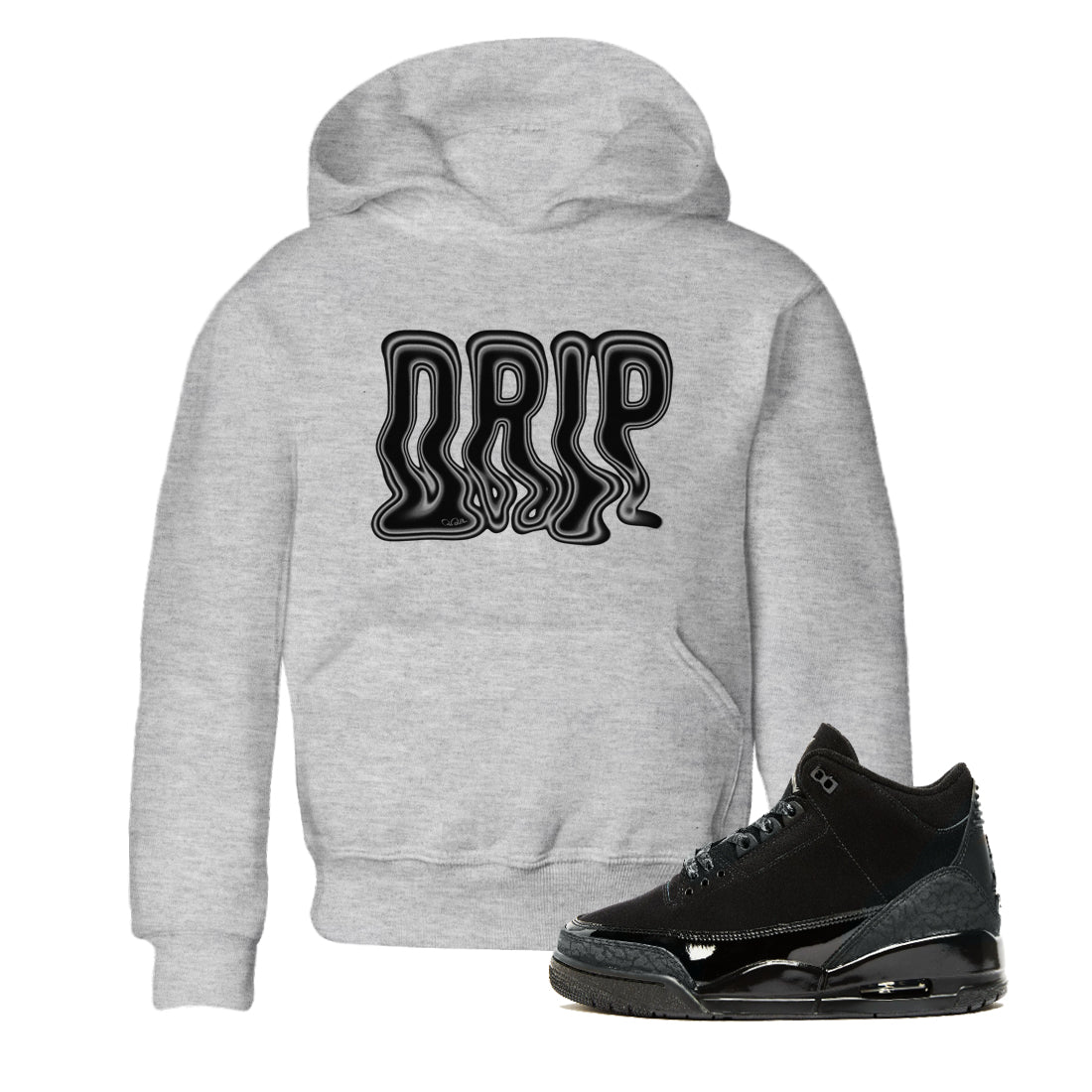 Air Jordan 3 Black Cat shirts to match jordans Drip sneaker tees 3s Retro Black Cat best t-shirts to wear with jordans SNRT Sneaker Tees Youth Baby Heather Grey 1 tee