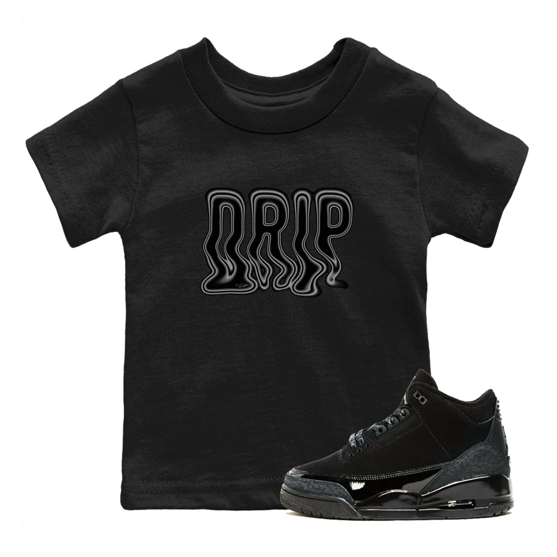 Air Jordan 3 Black Cat shirts to match jordans Drip sneaker tees 3s Retro Black Cat best t-shirts to wear with jordans SNRT Sneaker Tees Youth Baby Black 1 tee