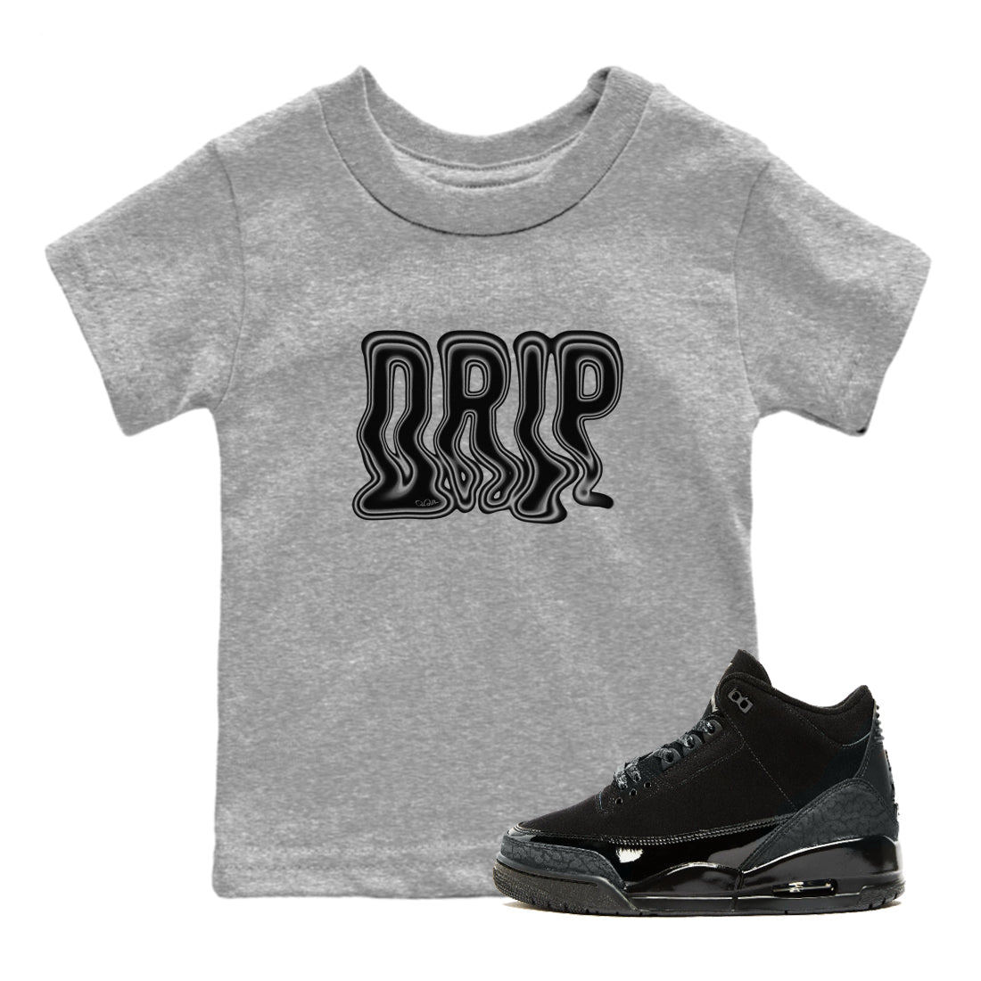 Air Jordan 3 Black Cat shirts to match jordans Drip sneaker tees 3s Retro Black Cat best t-shirts to wear with jordans SNRT Sneaker Tees Youth Baby Heather Grey 1 tee