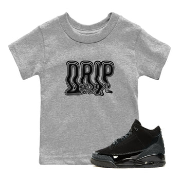 Air Jordan 3 Black Cat shirts to match jordans Drip sneaker tees 3s Retro Black Cat best t-shirts to wear with jordans SNRT Sneaker Tees Youth Baby Heather Grey 1 tee