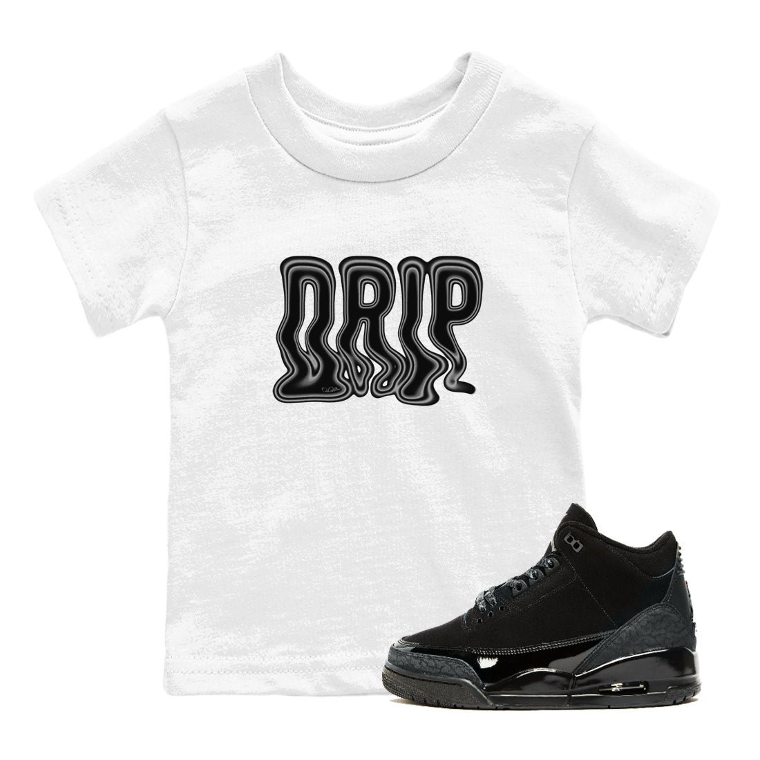 Air Jordan 3 Black Cat shirts to match jordans Drip sneaker tees 3s Retro Black Cat best t-shirts to wear with jordans SNRT Sneaker Tees Youth Baby White 1 tee