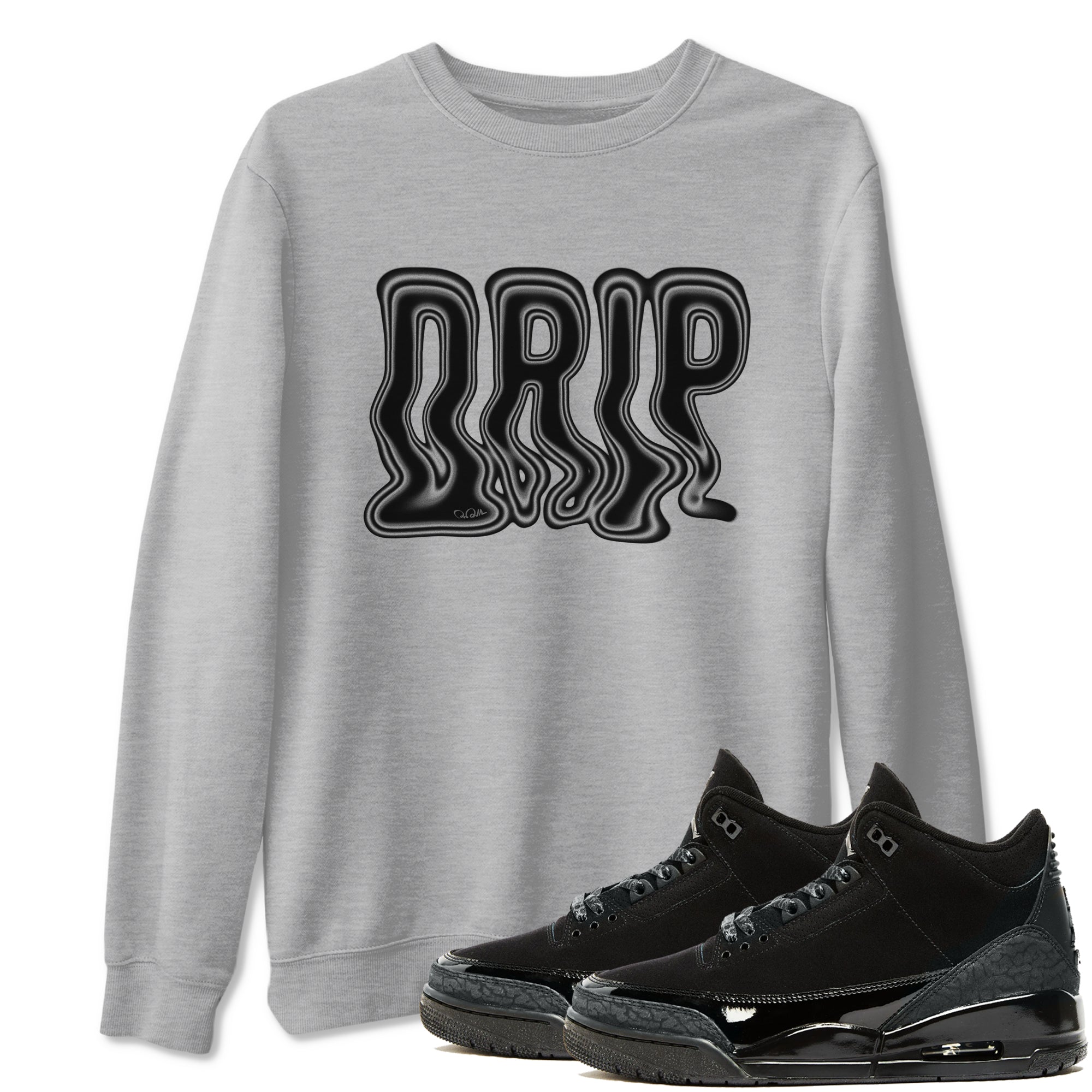 Air Jordan 3 Black Cat shirts to match jordans Drip sneaker tees 3s Retro Black Cat best t-shirts to wear with jordans SNRT Sneaker Tees unisex cotton Heather Grey 1 shirts