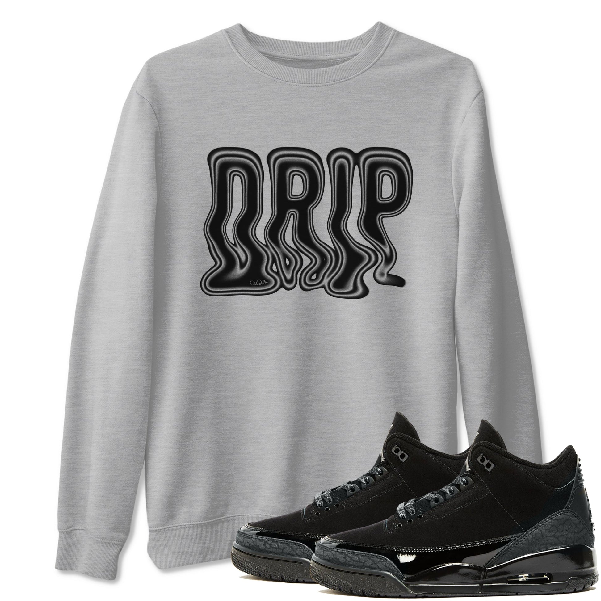 Air Jordan 3 Black Cat shirts to match jordans Drip sneaker tees 3s Retro Black Cat best t-shirts to wear with jordans SNRT Sneaker Tees unisex cotton Heather Grey 1 shirts