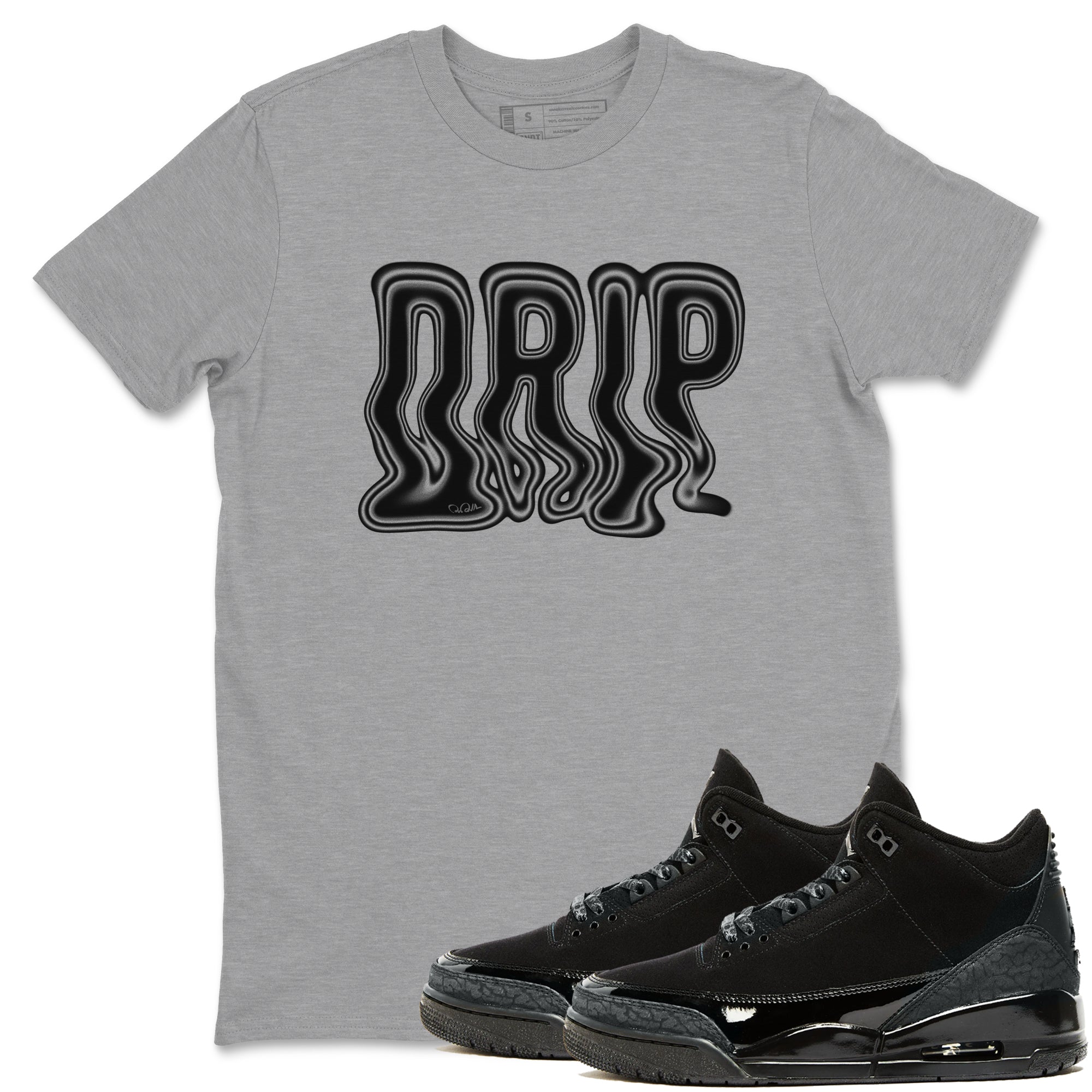 Air Jordan 3 Black Cat shirts to match jordans Drip sneaker tees 3s Retro Black Cat best t-shirts to wear with jordans SNRT Sneaker Tees unisex cotton Heather Grey 1 shirts