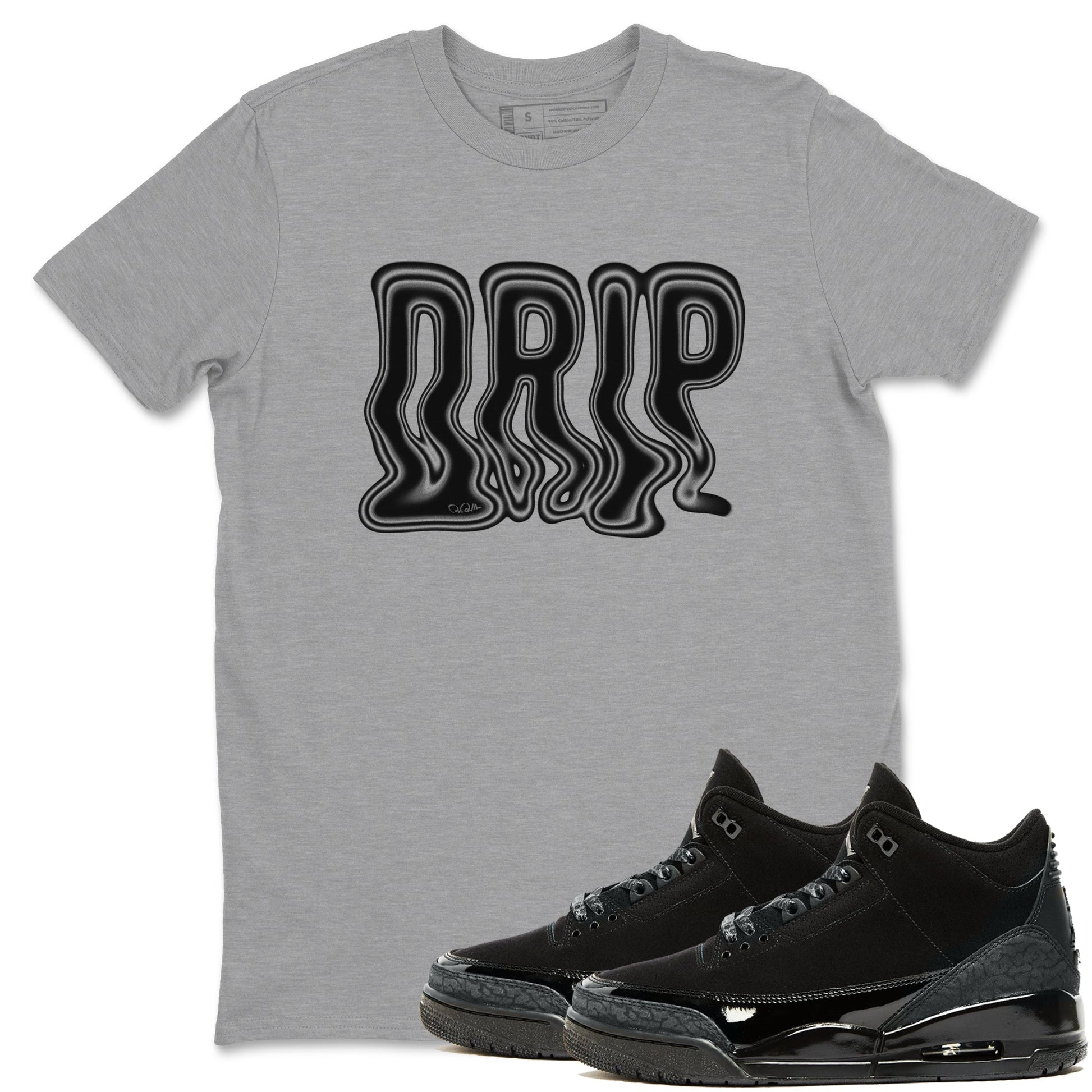 Air Jordan 3 Black Cat shirts to match jordans Drip sneaker tees 3s Retro Black Cat best t-shirts to wear with jordans SNRT Sneaker Tees unisex cotton Heather Grey 1 shirts