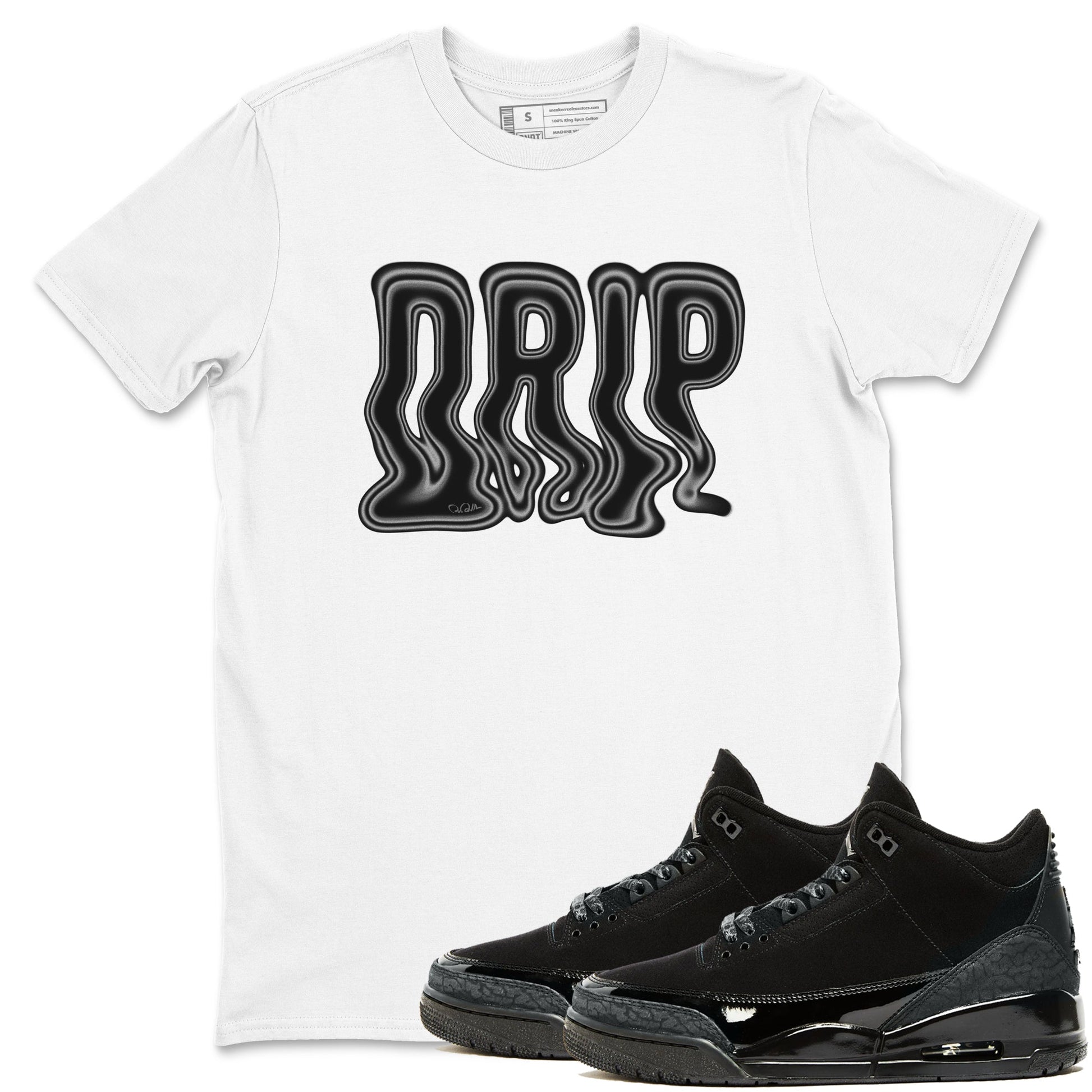 Air Jordan 3 Black Cat shirts to match jordans Drip sneaker tees 3s Retro Black Cat best t-shirts to wear with jordans SNRT Sneaker Tees unisex cotton White 1 shirts
