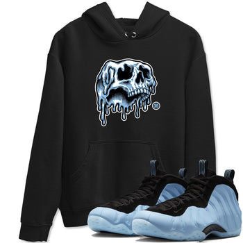 Drip Skull sneaker match t-shirt styled to complete your fit with the Air Foamposite One Psychic Blue sneakers, shown in Black 1.