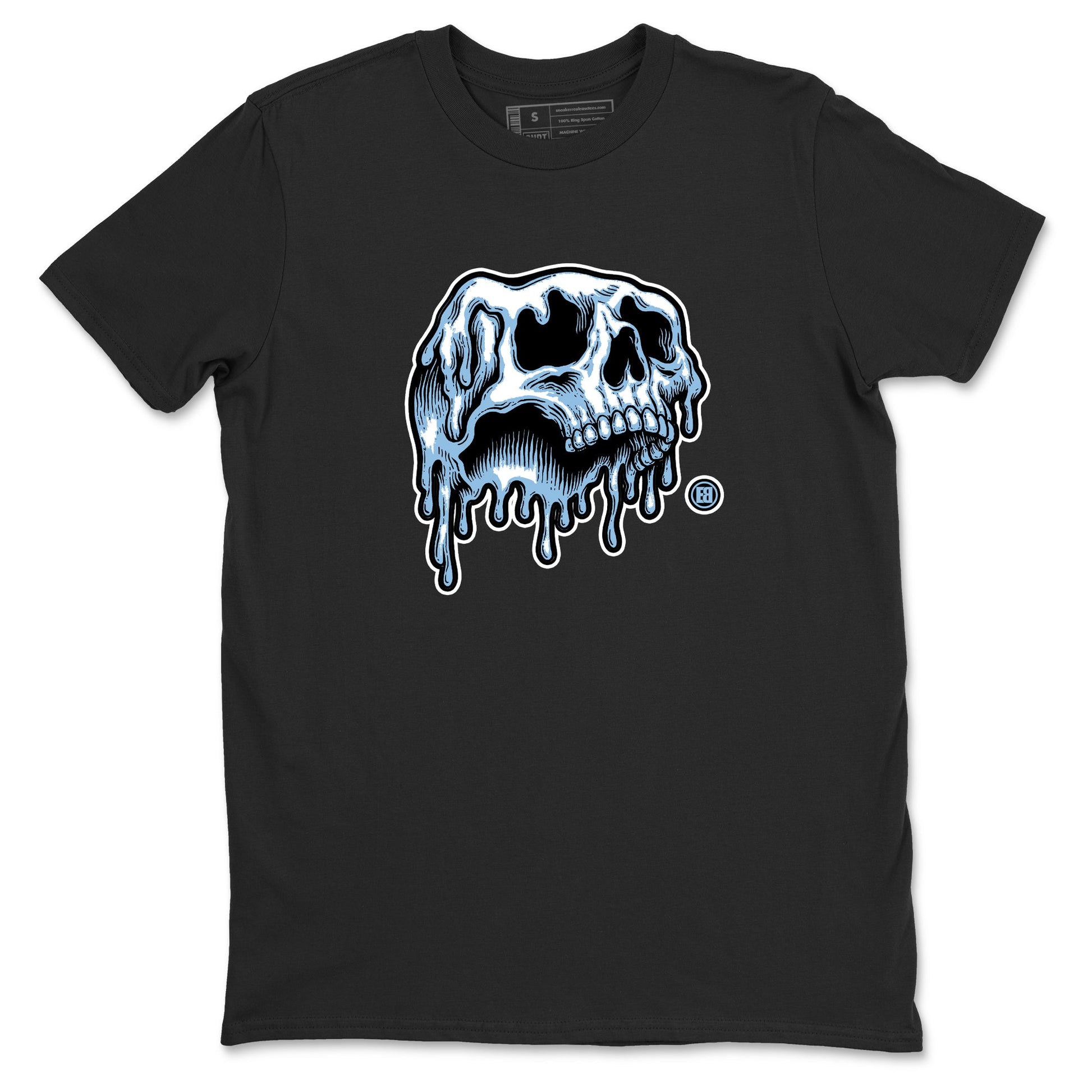 Drip Skull sneaker match t-shirt styled to complete your fit with the Air Foamposite One Psychic Blue sneakers, shown in Black 2.