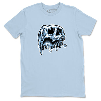 Drip Skull sneaker match t-shirt styled to complete your fit with the Air Foamposite One Psychic Blue sneakers, shown in Light Blue 2.