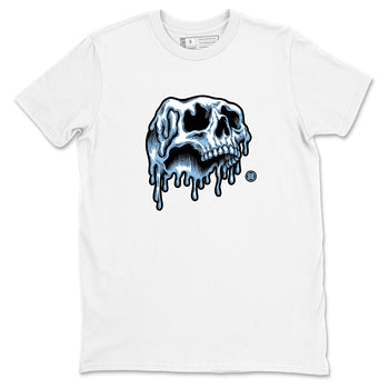 Drip Skull sneaker match t-shirt styled to complete your fit with the Air Foamposite One Psychic Blue sneakers, shown in White 2.