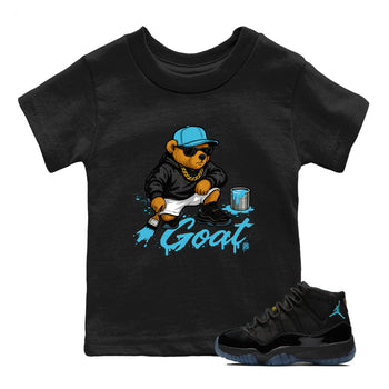 Sneaker Threads – Sneaker Tees To Match Air Jordan 11 Retro Gamma – Drip the GOAT Youth Graphic Tee Black 1. Perfect for Jordan releases 2025 colorways.