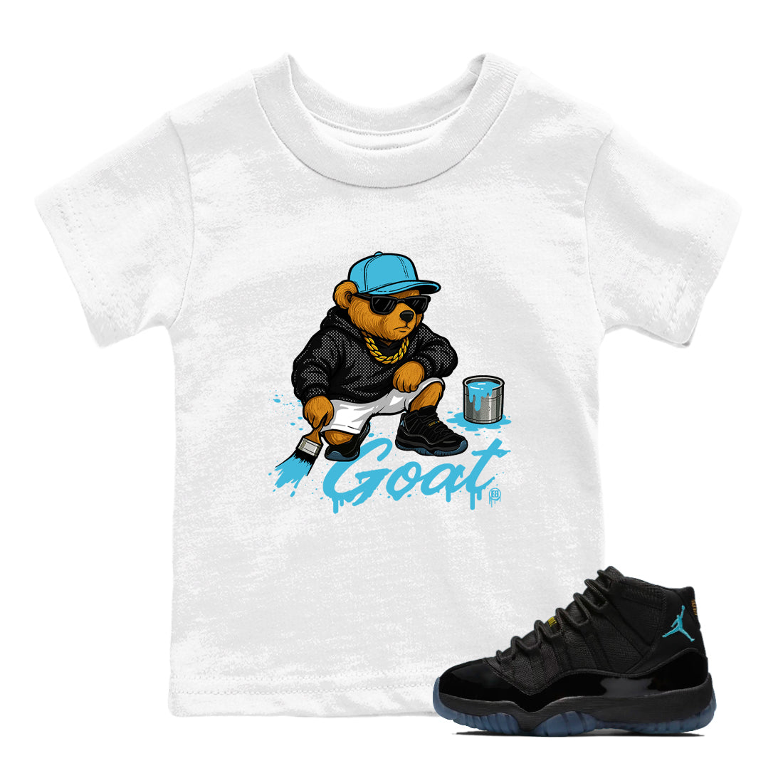 Sneaker Threads – Sneaker Tees To Match Air Jordan 11 Retro Gamma – Drip the GOAT Youth Graphic Tee White 1. Perfect for Jordan releases 2025 colorways.