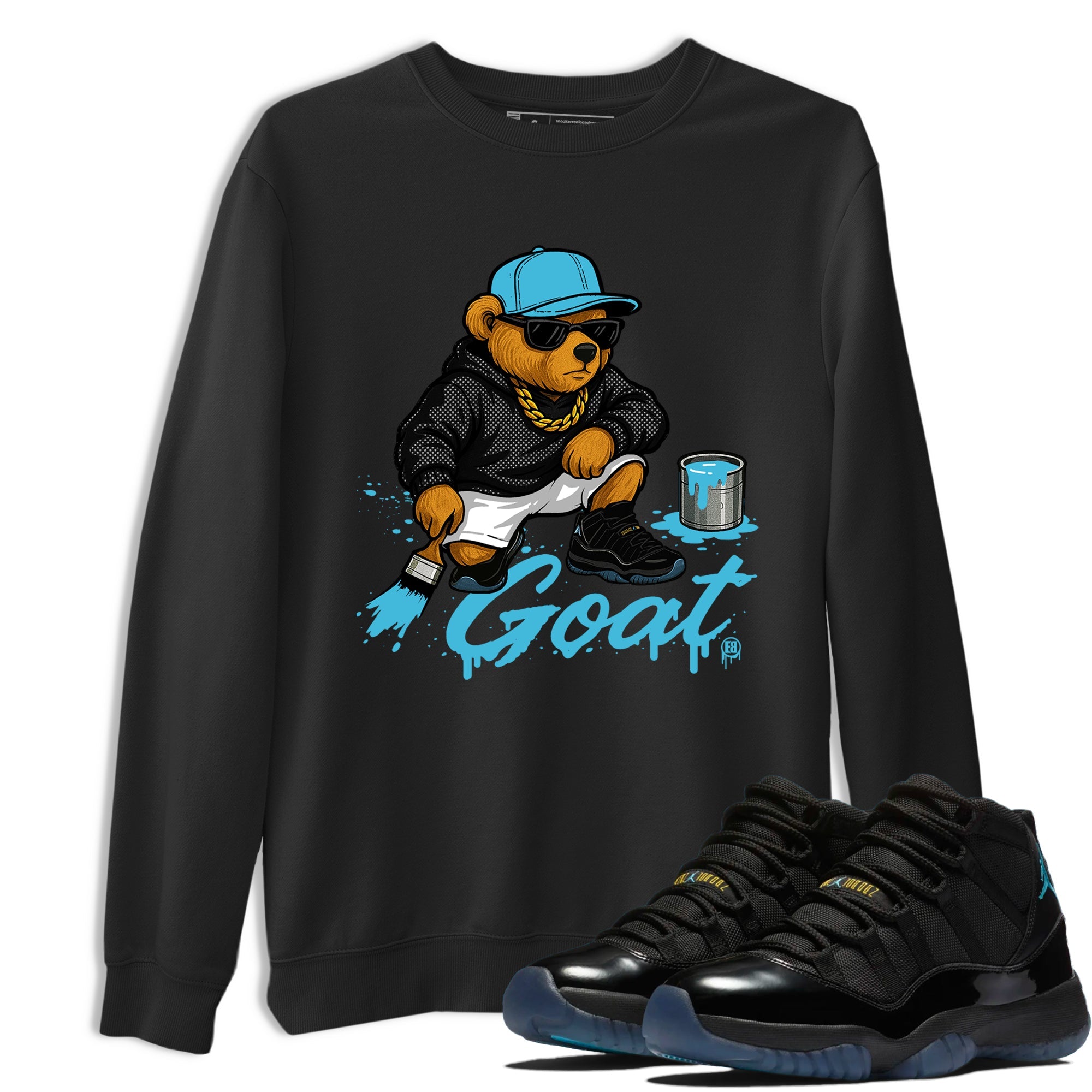Sneaker Threads – Sneaker Tees To Match Air Jordan 11 Retro Gamma – Drip the GOAT Graphic Tee Black 1. Perfect for Jordan releases 2025 colorways.