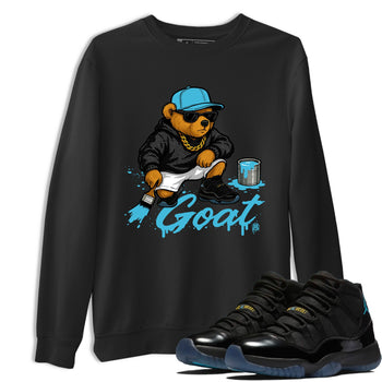 Sneaker Threads – Sneaker Tees To Match Air Jordan 11 Retro Gamma – Drip the GOAT Graphic Tee Black 1. Perfect for Jordan releases 2025 colorways.