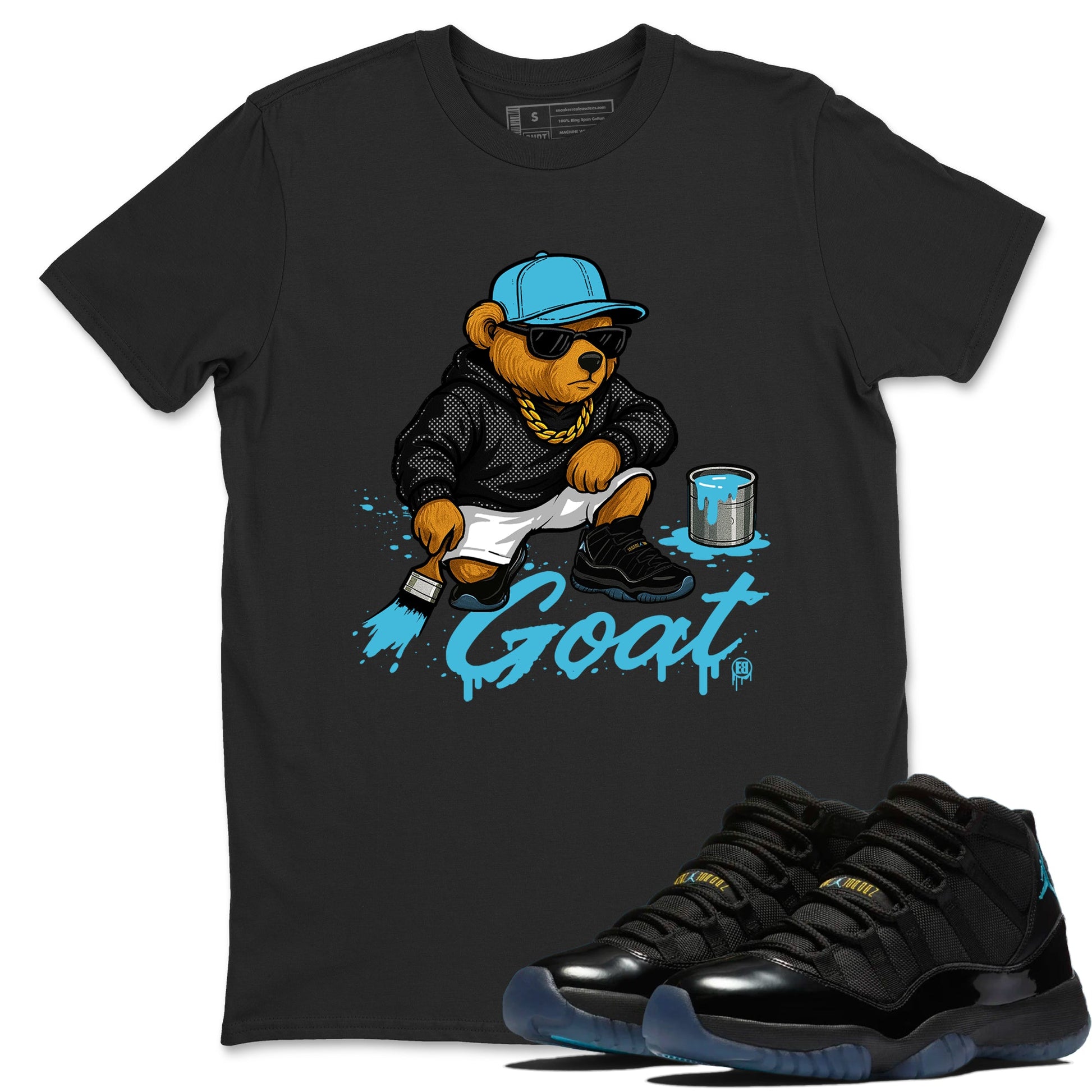 Sneaker Threads – Sneaker Tees To Match Air Jordan 11 Retro Gamma – Drip the GOAT Graphic Tee Black 1. Perfect for Jordan releases 2025 colorways.