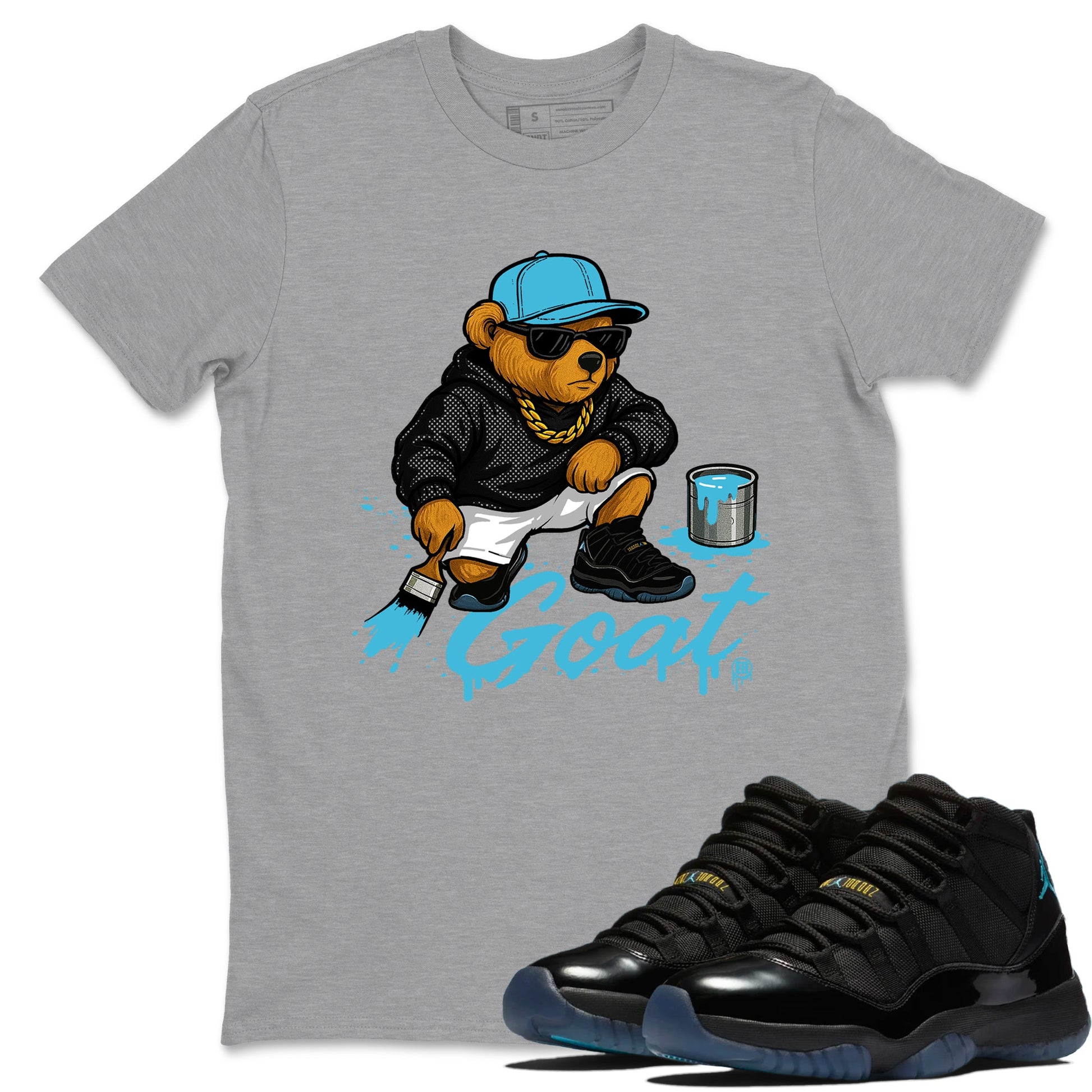 Sneaker Threads – Sneaker Tees To Match Air Jordan 11 Retro Gamma – Drip the GOAT Graphic Tee Heather Grey 1. Perfect for Jordan releases 2025 colorways.