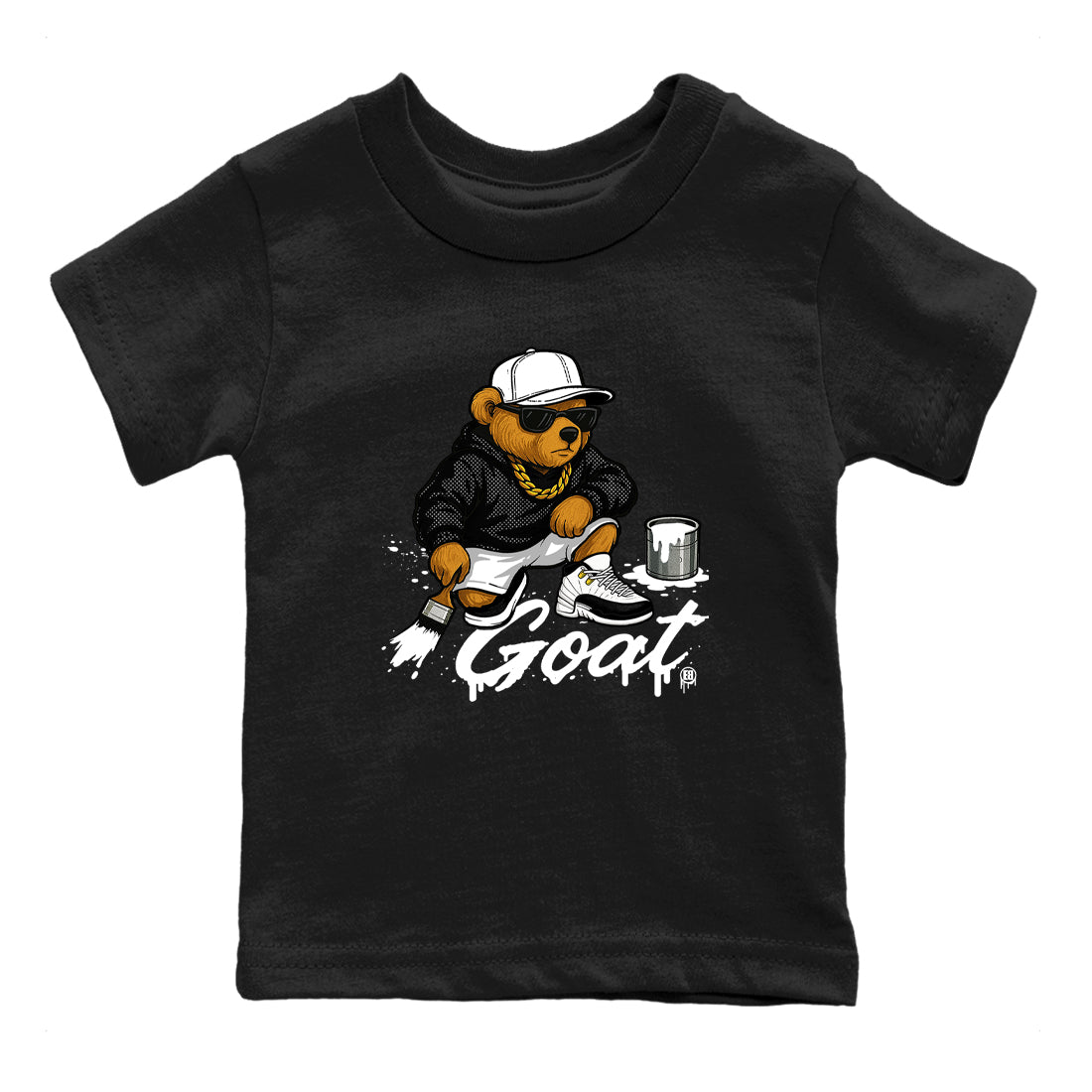 Sneaker match tees – Sneaker Tees To Match Air Jordan 12 Taxi Shoes – Drip The GOAT Kids T-Shirt Black 2