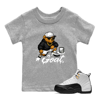 Sneaker match tees – Sneaker Tees To Match Air Jordan 12 Taxi Shoes – Drip The GOAT Kids T-Shirt Heather Grey 1