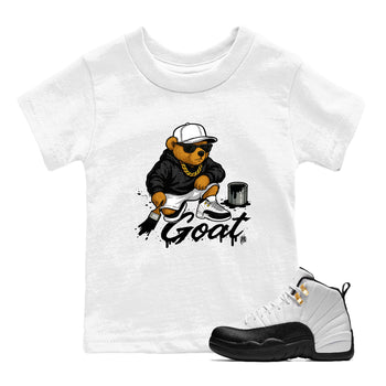 Sneaker match tees – Sneaker Tees To Match Air Jordan 12 Taxi Shoes – Drip The GOAT Kids T-Shirt White 1
