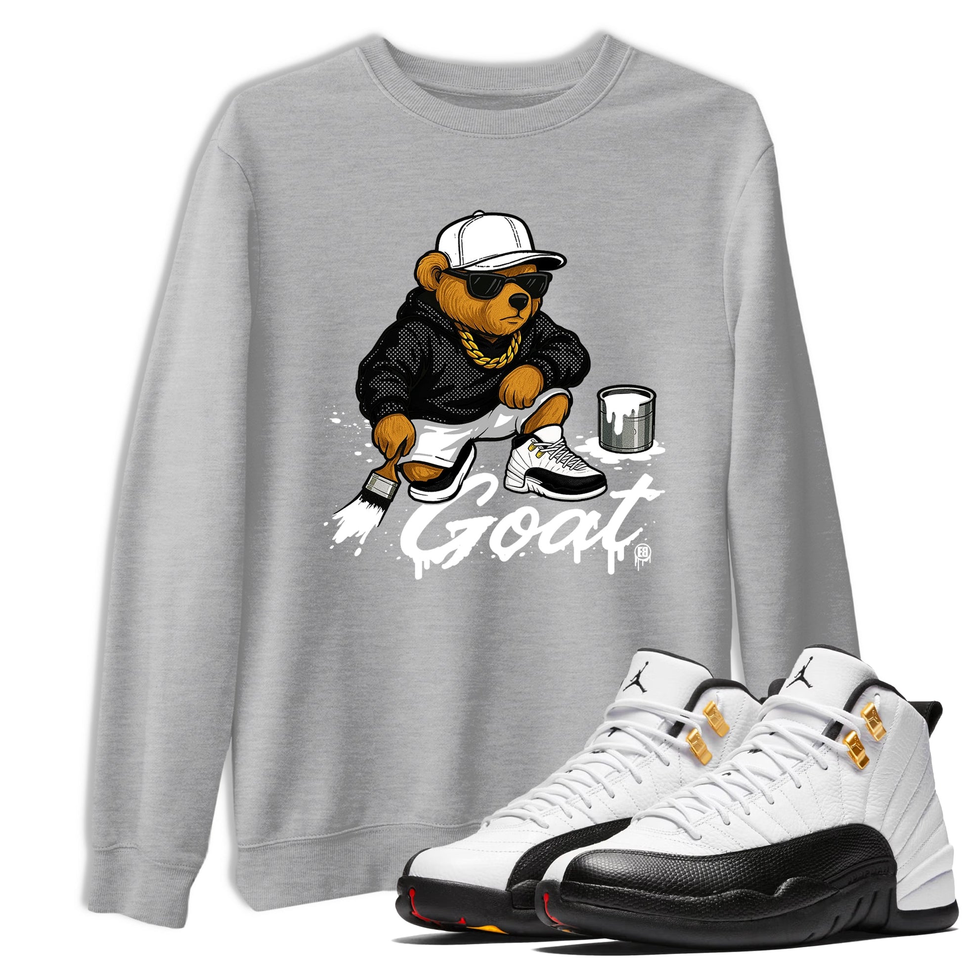 Sneaker match tees – Sneaker Tees To Match Air Jordan 12 Taxi Shoes – Drip The GOAT Tee Heather Grey 1