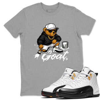 Sneaker match tees – Sneaker Tees To Match Air Jordan 12 Taxi Shoes – Drip The GOAT Tee Heather Grey 1