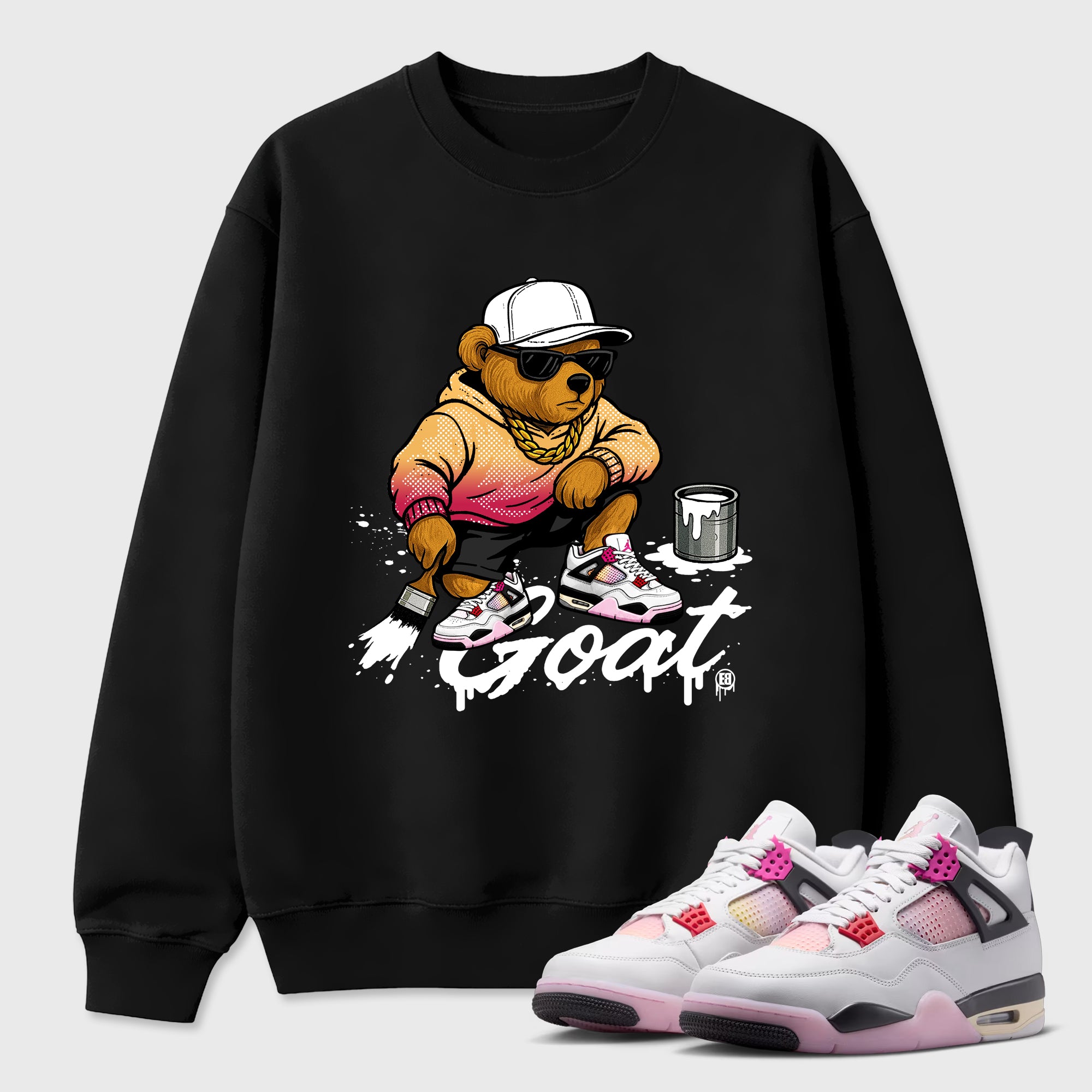 Drip the GOAT Graphic T-Shirt featuring original streetwear artwork designed to match the Air Jordan 4 Comic. Black 1 Graphic Tee.