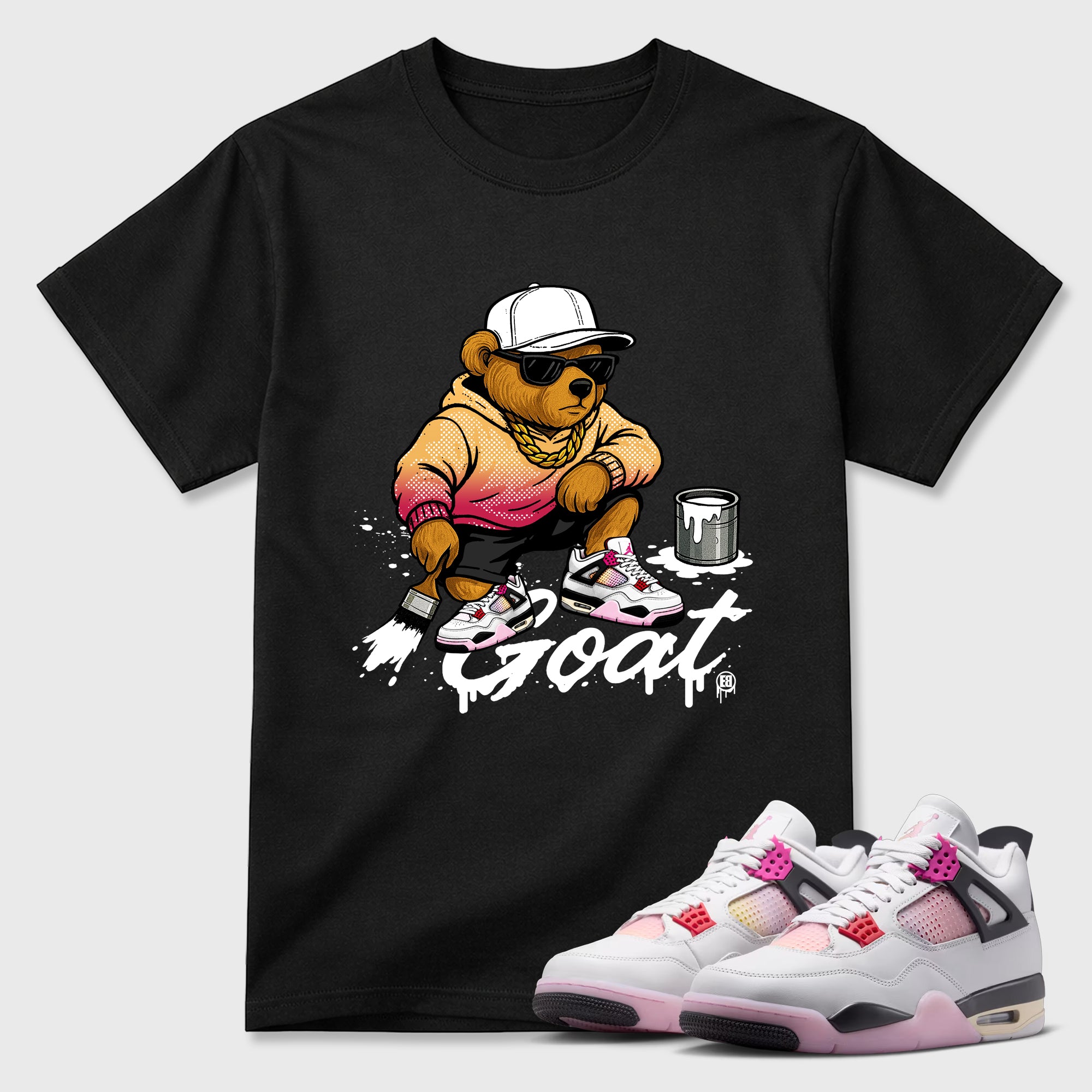 Drip the GOAT Graphic T-Shirt featuring original streetwear artwork designed to match the Air Jordan 4 Comic. Black 1 Graphic T-Shirt.