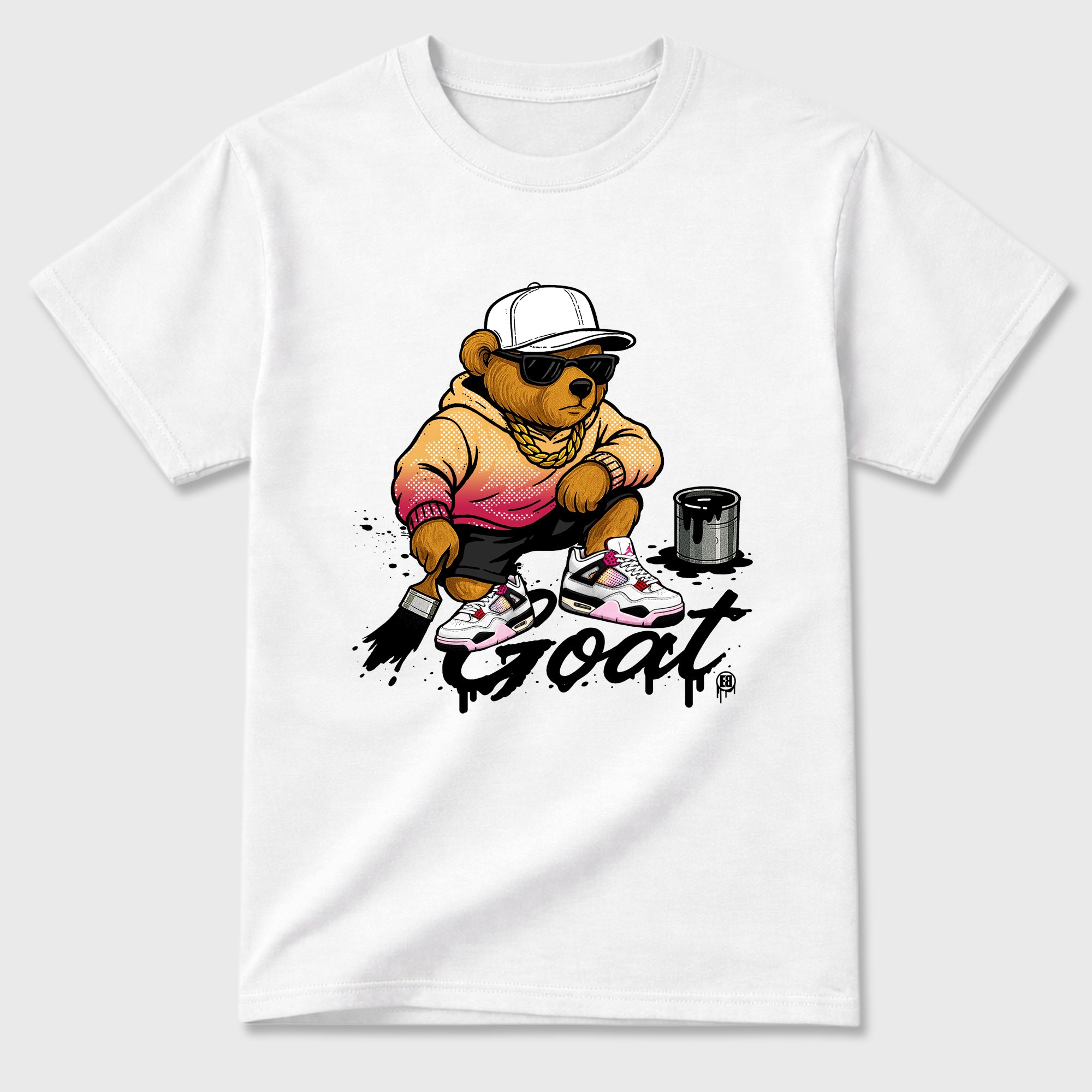 Drip the GOAT Graphic T-Shirt featuring original streetwear artwork designed to match the Air Jordan 4 Comic. White 2 Graphic T-Shirt.