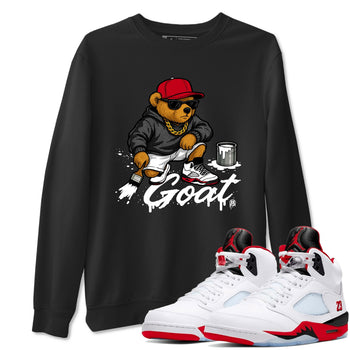 Drip The GOAT sneaker match t-shirt t-shirts to match jordans, dunks, yeezys Jordan 5 Retro Fire Red sneakers, shown in Black 1.