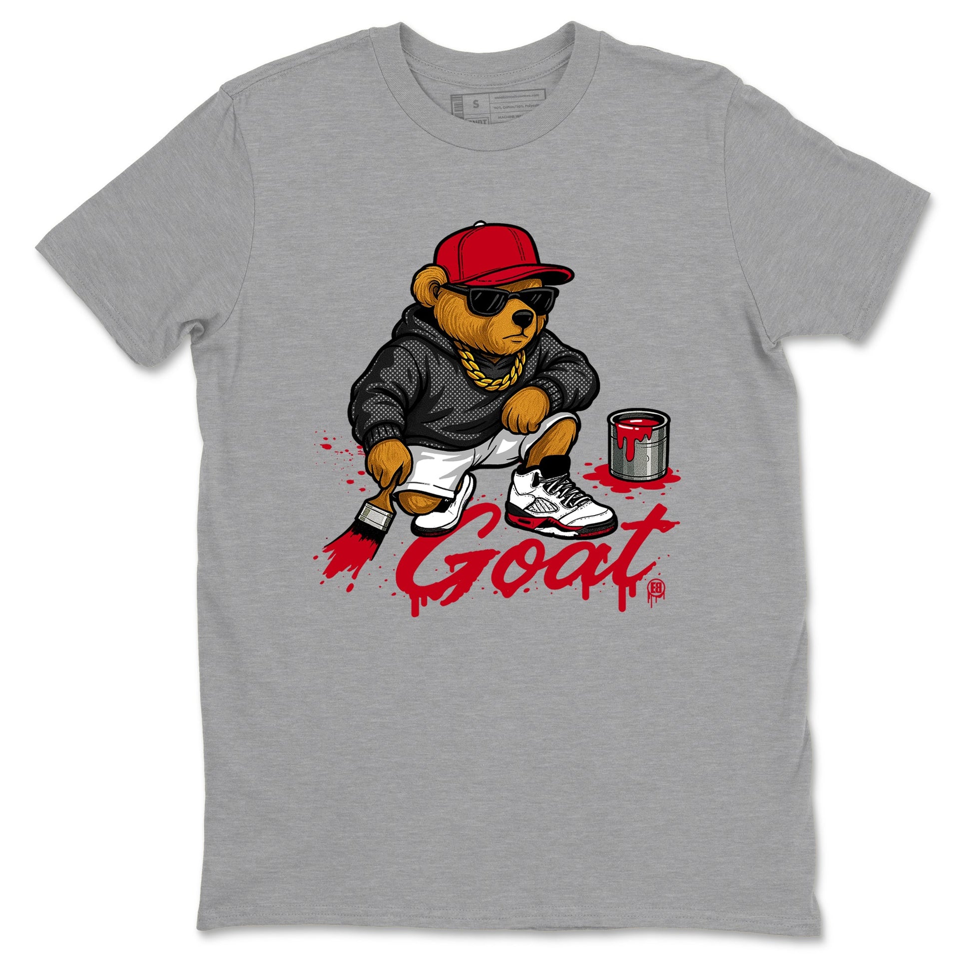 Drip The GOAT sneaker match t-shirt t-shirts to match jordans, dunks, yeezys Jordan 5 Retro Fire Red sneakers, shown in Heather Grey 2.
