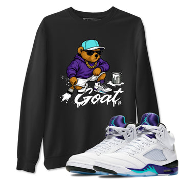 Drip The GOAT sneaker match t-shirt t-shirts to match jordans, dunks, yeezys Jordan 5 Retro Grape sneakers, shown in Black 1.