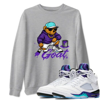 Drip The GOAT sneaker match t-shirt t-shirts to match jordans, dunks, yeezys Jordan 5 Retro Grape sneakers, shown in Heather Grey 1.