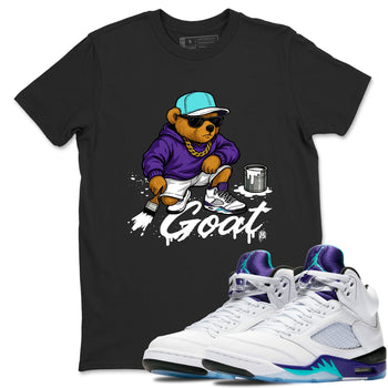 Drip The GOAT sneaker match t-shirt t-shirts to match jordans, dunks, yeezys Jordan 5 Retro Grape sneakers, shown in Black 1.