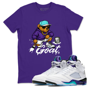 Drip The GOAT sneaker match t-shirt t-shirts to match jordans, dunks, yeezys Jordan 5 Retro Grape sneakers, shown in Purple 1.