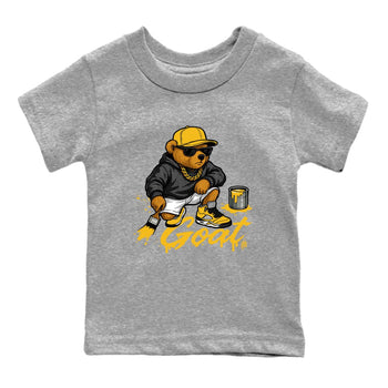 Drip The GOAT baby and kids t-shirt crafted for little sneakerheads to shine with the 5s Tokyo sneakers, displayed in Heather Grey 2.