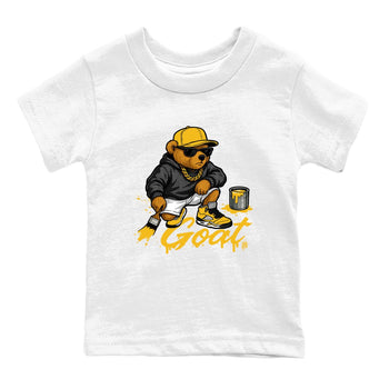 Drip The GOAT baby and kids t-shirt crafted for little sneakerheads to shine with the 5s Tokyo sneakers, displayed in White 2.