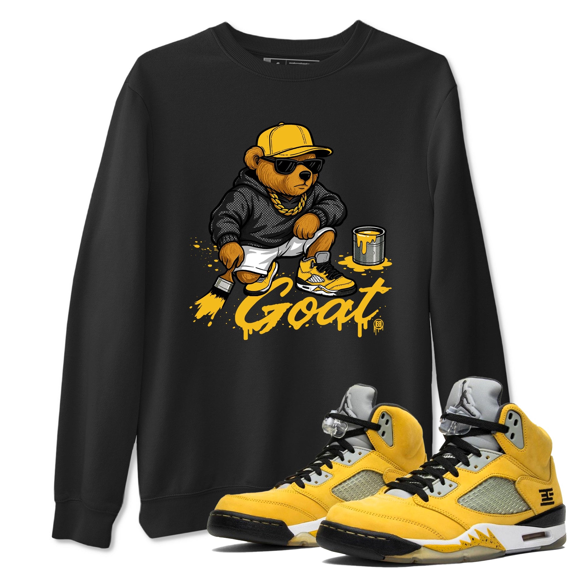 Drip The GOAT sneaker match t-shirt t-shirts to match jordans, dunks, yeezys 5s Tokyo sneakers, shown in Black 1.