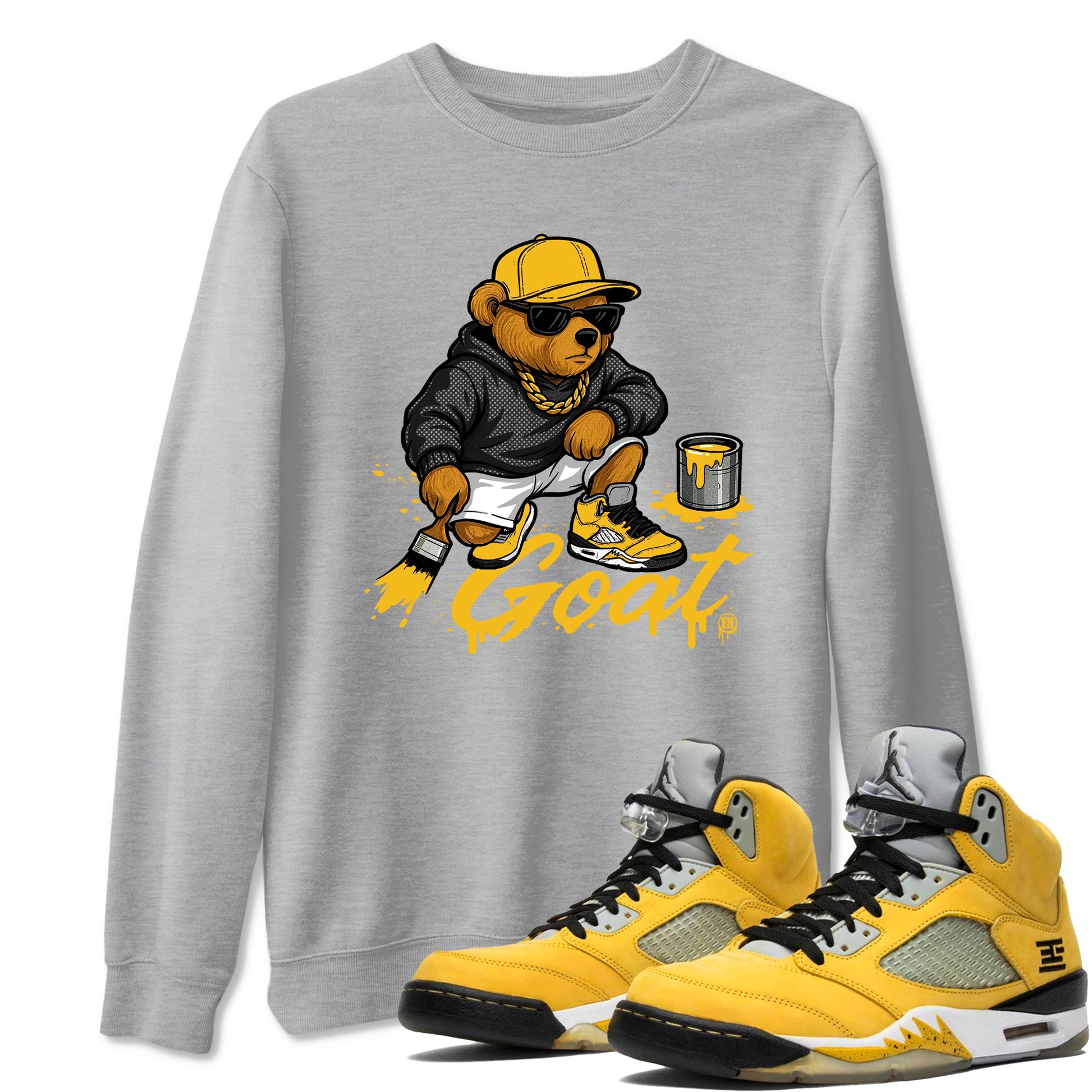 Drip The GOAT sneaker match t-shirt t-shirts to match jordans, dunks, yeezys 5s Tokyo sneakers, shown in Heather Grey 1.